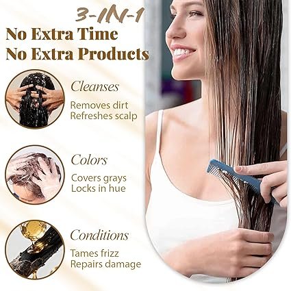 100% Gray Hair Coverage for Men & Women, Instant and Long-lasting Hair Color Shampoo in Minutes - Image 4